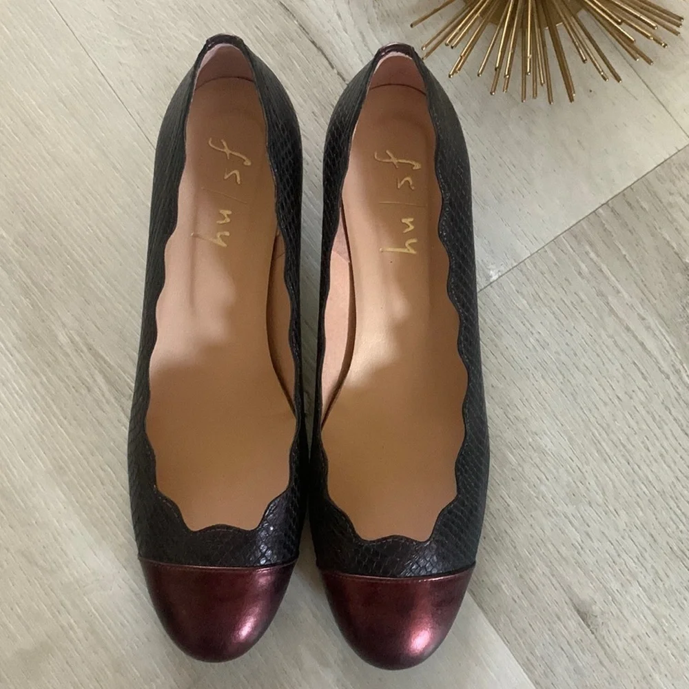 French Sole New York miles‎ FS/NY snake leather gray tip plum